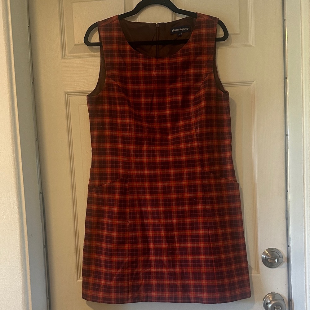 Princess Highway Brown and Orange Checkered Mini Dress